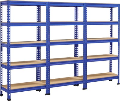 Hoekplanken Opbergrek - 5 Planken Metaal, Zware Belastbaarheid 750 kg, Perfect voor Garage en Keuken - 210 x 30 x 150 cm