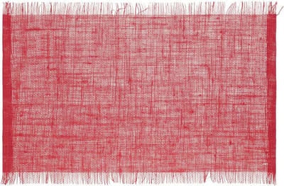 Secret de Gourmet Jute tafel placemat - rood - 45 x 30 cm - Onderleggers - met rafels