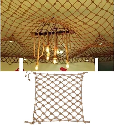 Decoratief Net - Jute Touw - Veiligheid Thuis - Handgeweven Kwaliteit - 1x3 Meter - Natuurlijk