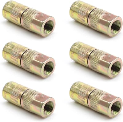 Set van 6 Vetpers Tube Adapters met Platte Spuitmond en Nozzle voor Hydraulische Toepassingen, Roestbestendig en Slijtvast, Ideaal voor Vetpersen en Onderhoud van Machines