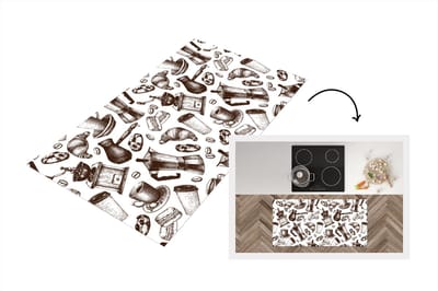 Keukenloper - Loper keuken - Koffie - Croissant - Patroon - 120x60 cm - Keukenloper vinyl