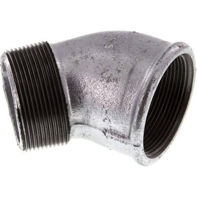 Rp 2'' x R 2'' F/M Verzinkt Gietijzeren L-Fitting 45graden 25 Bar - FL2E-FM-IZ-200R-45