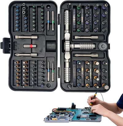 Ratelschroevendraaier Set - Precisie Tool - Reparatie Klussen - 105 Delige Bit Collectie - Compact Formaat - Grijs