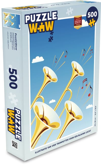 Puzzel Illustratie van vier trompetten voor een blauwe lucht - Legpuzzel - Puzzel 500 stukjes