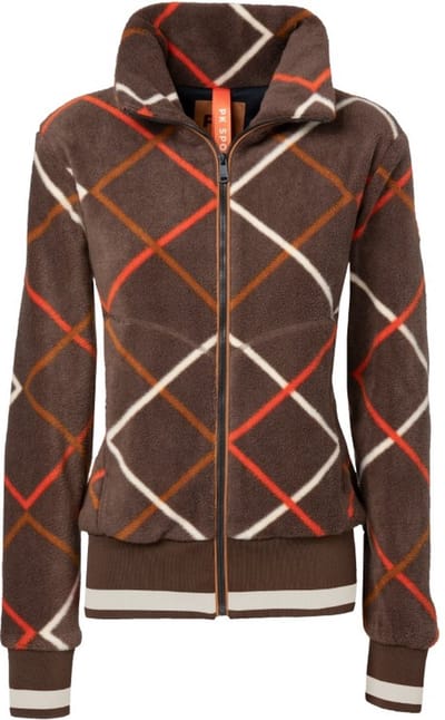 PK International Sportswear - Fleecevest - Voering - Geruit - Ritszakken - Magnum - All Over Java - Bruin - 158