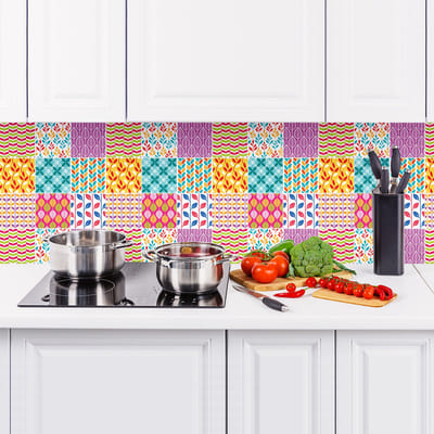 Zelfklevende tegelmuurstickers voor keuken en badkamer - 9 Azulejos Rogriguez tegelstickers - 9 stickers 10x10cm
