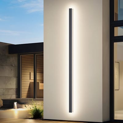 K-Bright 45 W lange wandlamp villa wandlamp antraciet buitenwandlampen waterdicht IP65 buiten LED wandlamp voor tuin, terras, slaapkamer woonkamer binnen wandlamp, 150 cm, 4000 K