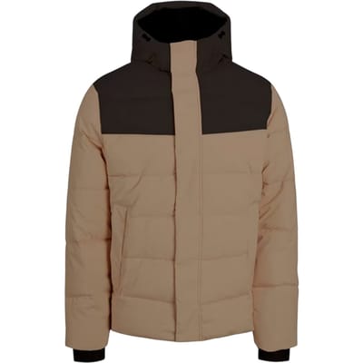 Jack And Jones Heren pufferjack met capuchon, geribd en in kleurblokken (Servies)