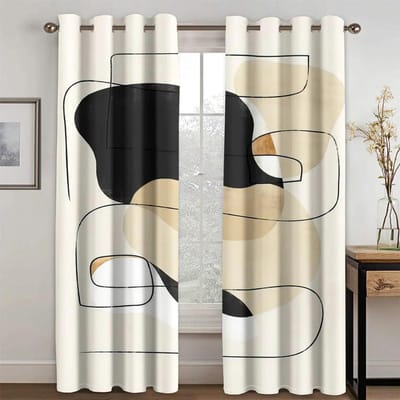 Abstracte Geometrische Kunst Moderne Boheemse Esthetiek Elegancie Drapes Raamgordijnen voor Woonkamer Slaapkamer Keuken 2 Stuks Decor W50xH130(CM)x2pcs&Hook