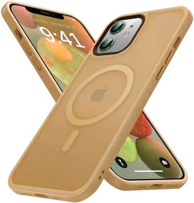 Hoesje Geschikt voor Apple iPhone 12 Pro Max - Compatibel met MagSafe - Matte Beschermhoes - Back Cover met Magneet - Geschikt voor Draadloos Opladen met Magnetische Ring - Oranje