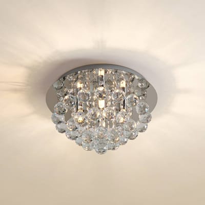 Lindby - plafondlamp - 4lichts - Staal, kristal - H: 19 cm - G9 - chroom