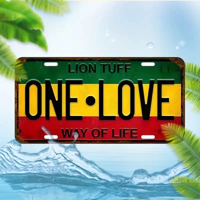 MGM Trading - Retro Metalen Aluminium Bord "EEN LIEFDE 30 bij 15 cm - MANIER VAN LEVEN" - Leeuw Tuff Decoratieve Plaat, Ideaal voor Thuis, Garage, Café, Restaurant, Bar & Muurdecoratie - Stof- & Waterdicht Vintage Autobord