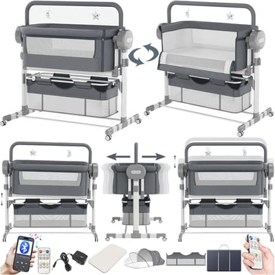 Elektrische Babywieg - Co-sleeping Bedje - Rustige Slaapjes - Bluetooth Muziek & Afstandsbediening - 1065 x 62 x 88 cm