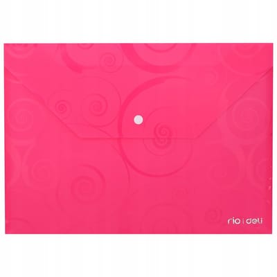 Deli A4 map met drukknoopsluiting, roze, horizontaal