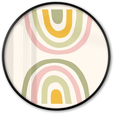 Poster in lijst Rond - Fotolijst 60x60 cm - Posters - Regenboog - Pastel - Groen - Roze - Modern - Ronde posterlijst zwart - Decoratie - Wanddecoratie woonkamer - Muurdecoratie slaapkamer