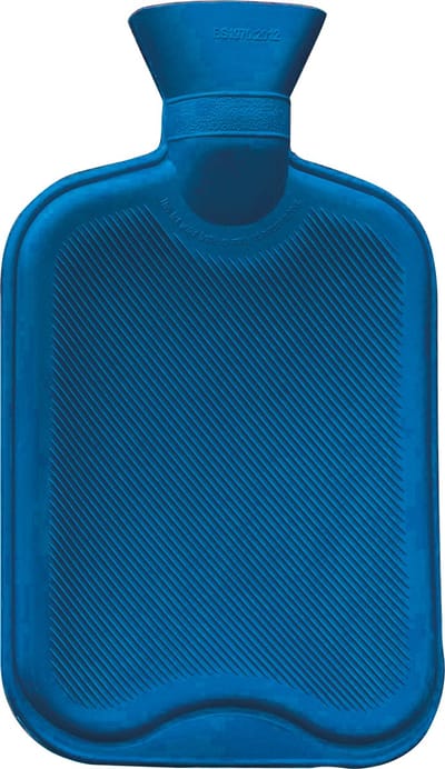 Sundo Warmwaterkruik 2 liter - Rubber kruik met schroefdop en lamellen - Blauw