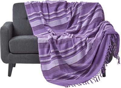 Homescapes Marokko sprei, paarse strepen, 255 x 360 cm
