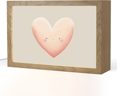 Nachtlampje 30x20 cm - Kinder lampje - Hart - Gezicht - Roze - Tafellamp kinderkamer - Slaapkamer lamp - Bedlamp kinderen - Kinderlampje stopcontact - Wandlamp babykamer - Nachtlampjes