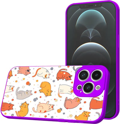 Smartphonica Telefoonhoesje Geschikt voor iPhone 12 Pro Max met Katten en Poezen opdruk - TPU Back Cover Case Cats Design - Paars geschikt voor iPhone 12 Pro Max