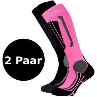 Falcon Wintersportsokken - Maat 35-38 - Vrouwen - roze/zwart/grijs