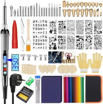 VH Supplies @ Houtbrander Set - Pyrografie Set - Houtbrandgereedschapset - 108-delig - 80W