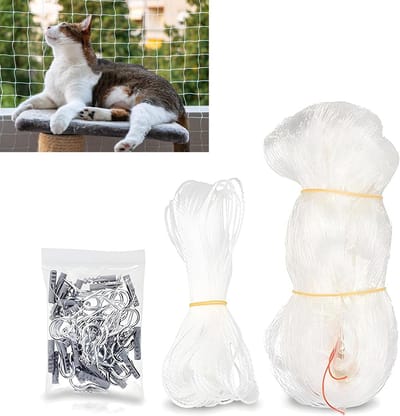 Balkonnet voor Katten, 3 x 10 m, Dikke en Transparante Kattennet, Bijt- en Verouderingsbestendig, Geschikt voor Balkon, Raam en Tuin
