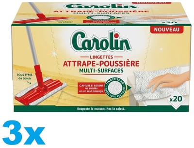 Carolin – Doekjes – Anti-Stof Multi-Oppervlakken – 20 Doekjes - Bulkverpakking - 3 stuks