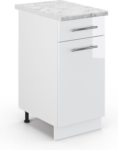 Vicco Fame-Line Keukenonderkast – 40 cm, WB Marmer Wit Hoogglans