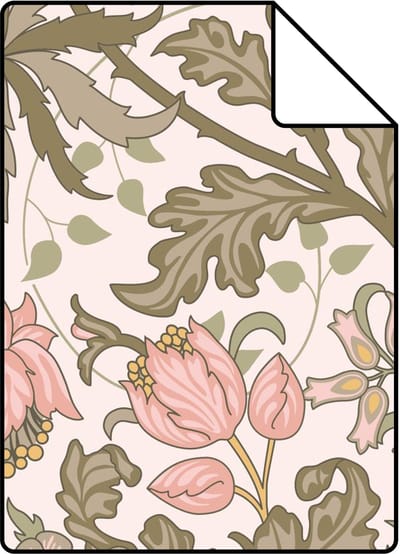 Proefstaal ESTAhome behang vintage bloemen in art nouveau stijl licht roze en vergrijsd groen - 26.5 x 21 cm - 131176-S