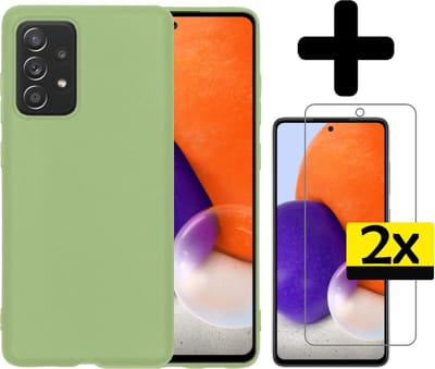 Hoesje - Met 2x Screenprotector - Geschikt voor Samsung Galaxy A72 - Sterk & Shockproof - Back Cover - Siliconen Case - Telefoon Hoes - Telefoonhoesjes - Groen