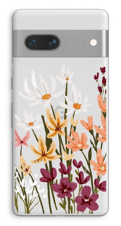 Case Company® - Hoesje geschikt voor Google Pixel 7 hoesje - Painted wildflowers - Soft Cover Telefoonhoesje - Bescherming aan alle Kanten en Schermrand