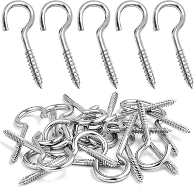 20 Stuks RVS Schroefhaken voor Plafond, Robuuste Haak Schroeven en Schroevendraaier Haken (M3-40mm)