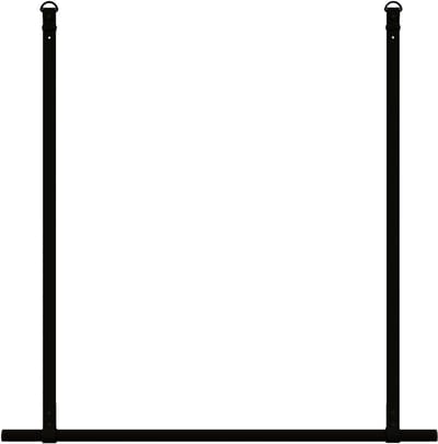 Kapstok/ kledingrek 100cm - aan leren banden - Handles and more® | ZWART - stang: zwart metaal
