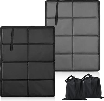 Set van 2 Vouwbare Kussens voor Buiten, 39 x 29 cm, Waterdicht Zitkussen voor Camping en Picknick, Inclusief Opbergcompartimenten