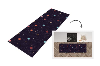 Keukenloper - Loper keuken - Planeten - Sterren - Patronen - 150x50 cm - Keukenloper vinyl