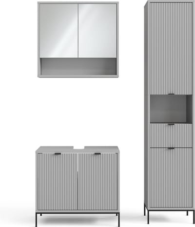 Vicco Eliza Badkamermeubelset – 3 delen, met hoge unit Grijs