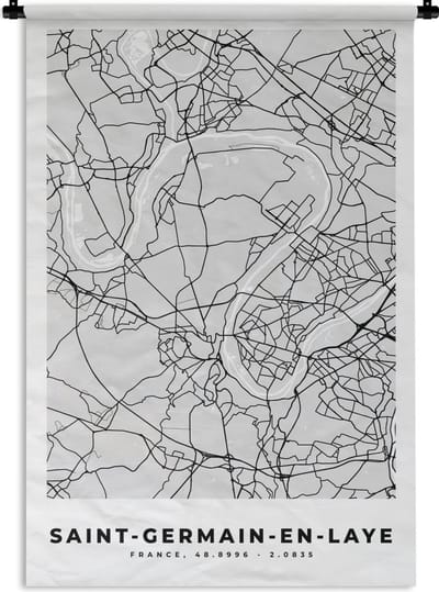 Wandkleed - Wanddoek - Stadskaart – Frankrijk – Kaart – Saint-Germain-en-Laye – Plattegrond - 120x180 cm - Wandtapijt