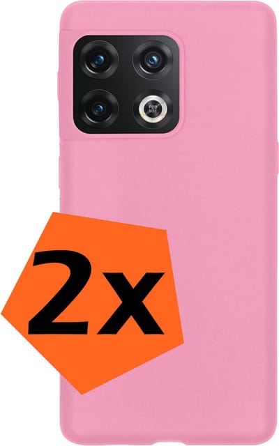 Hoes - 2 Stuks - Geschikt voor OnePlus 10 Pro - Sterk & Shockproof - Case Siliconen - Back Cover - Telefoon Hoes - Lichtroze