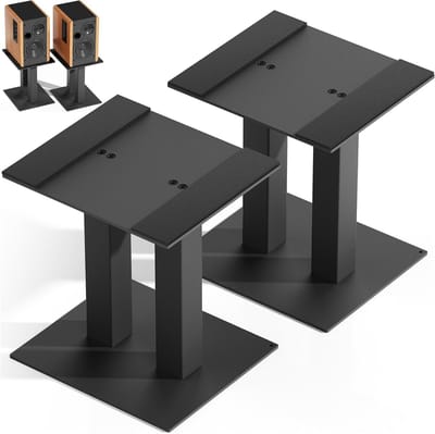Set van 2 Universele Metalen Speakersupports voor Kantoor, Geschikt voor Computer en Boekenkast, Tot 13kg (Groot)