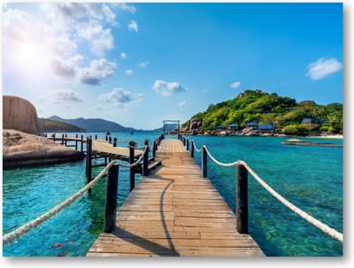 Houten Brug in Thailand - 40x30 Canvas Liggend - Landschap - Natuur
