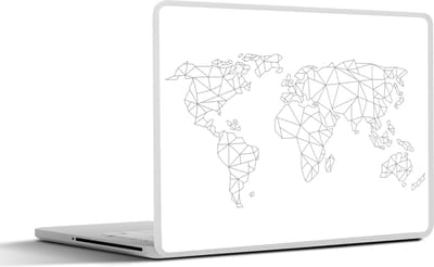 Laptop sticker - 12.3 inch - Wereldkaart - Line Art - Topografie - 30x22cm - Laptopstickers - Laptop skin - Cover