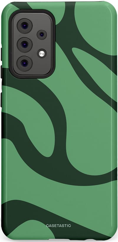 Casetastic hoesje geschikt voor Samsung Galaxy A52 (2021) 5G / Samsung Galaxy A52 (2021) 4G - Dubbellaagse bescherming - Khakigroene Bos Blobs - Fashion Case - Saliegroen Donkergrijs