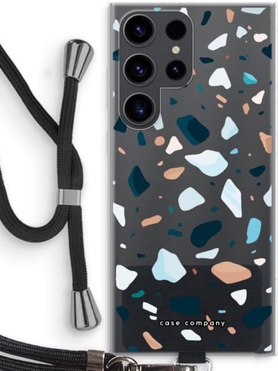 Case Company® - Hoesje met koord geschikt voor Samsung Galaxy S23 Ultra hoesje met Koord - Terrazzo N°13 - Telefoonhoesje met Zwart Koord - Bescherming aan alle Kanten en Over de Schermrand