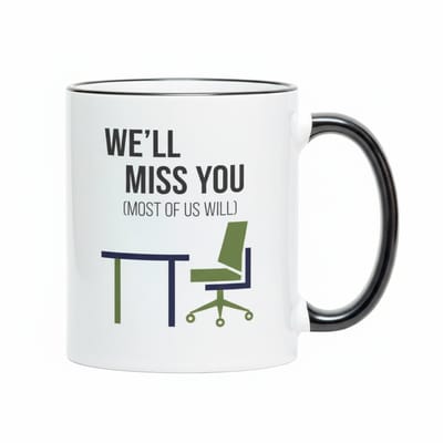 330ml Witte Mok met Zwarte Handgreep – We’ll Miss You (Most of Us Will) | Grappig Afscheid Cadeau voor Collega