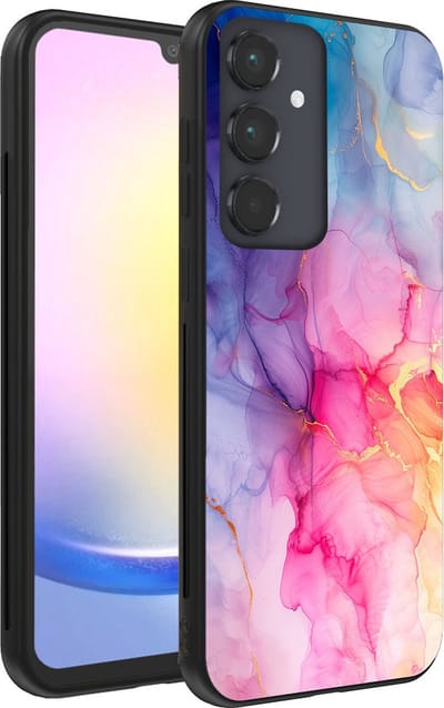 Smartphonica Telefoonhoesje geschikt voor Samsung Galaxy A25 met marmer opdruk - TPU backcover case marble design - Regenboog geschikt voor Samsung Galaxy A25