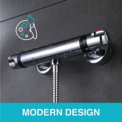 Thermostatische douchemengkraan met wandmontage en 1/2 inch ventiel voor moderne badkamers