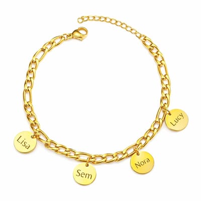 Schakelarmband met 4 Muntjes Goud