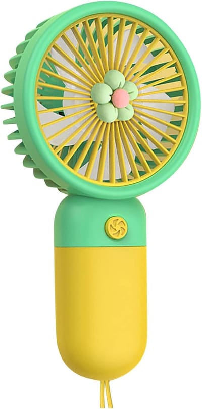 Mini handventilator - Draagbare Zakventilator - Accuventilator Met Bloem Voor Meisjes, Jongens - Kleine persoonlijke handventilator - Draagbare, oplaadbare mini - Handheld Koelgereedschap - Lichtgewicht en Compact - Dames & Heren - Geel