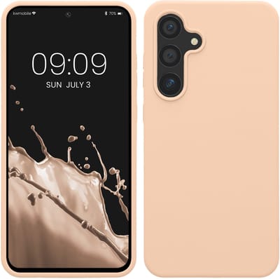 kwmobile telefoonhoesje geschikt voor Samsung Galaxy S24 FE - Hoesje met siliconen coating - Smartphone case in pastelkleurige perzik