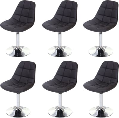Set van 6 eetkamerstoelen MCW-A60, draaistoel, chroom ~ kunstleer bruin